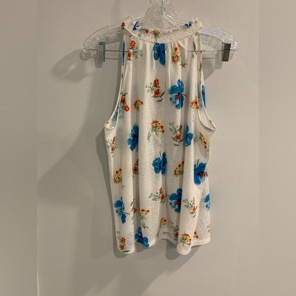 LOFT Floral Tank Top - White and Blue - Picture 10 of 10